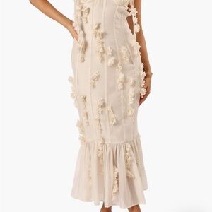 3D Floral Bustier Midi Dress